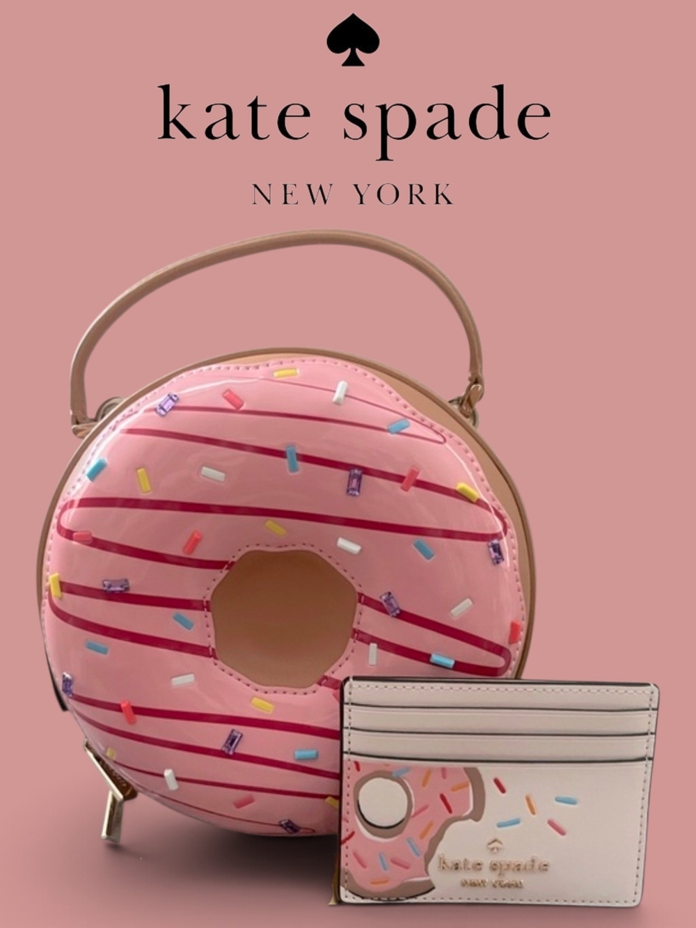 kate spade Pink Sprinkled Donut Crossbody Bag w/ Cardholder (Collectors Edition)